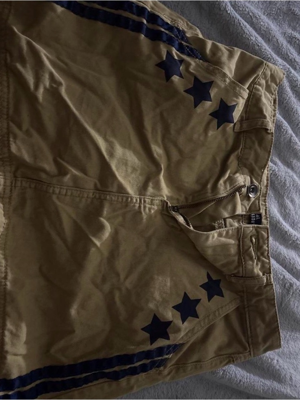 Casual Khaki Mini Skirt with Navy Star Detail